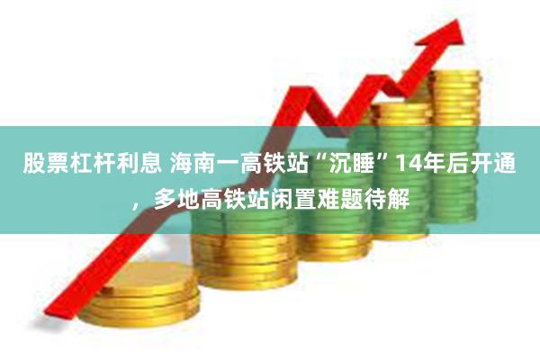 股票杠杆利息 海南一高铁站“沉睡”14年后开通，多地高铁站闲置难题待解